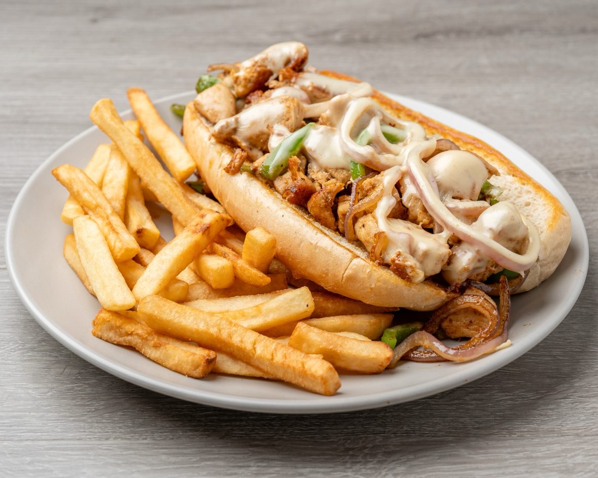 Chicken Philly Cheese Sandwich.