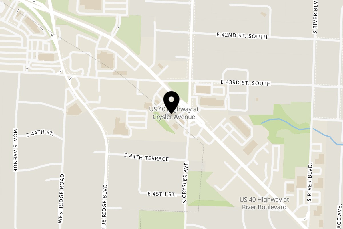 Map showing the location of Charlie D's Seafood and Chicken Independence on 12323 East US Highway 40 in Independence